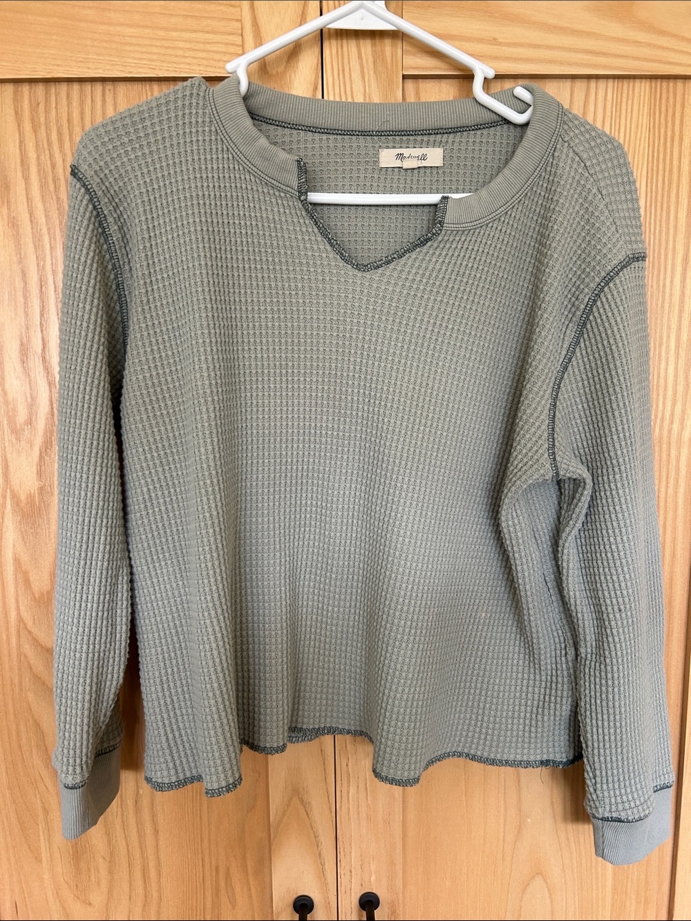 Madewell Waffle Knit Long Sleeve Top - Sage